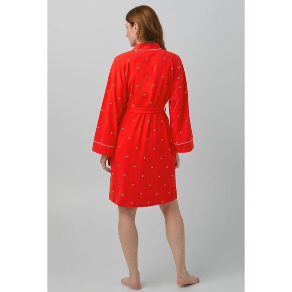 BEDHEAD Pajamas Heart Dot Stretch Organic Cotton Jersey Robe in Tiny Hearts L/XL - Picture 3 of 11